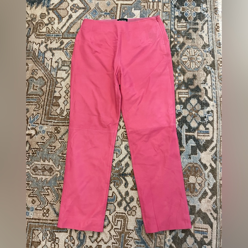 J. Crew Collection Hot Pink lambskin pants size 2